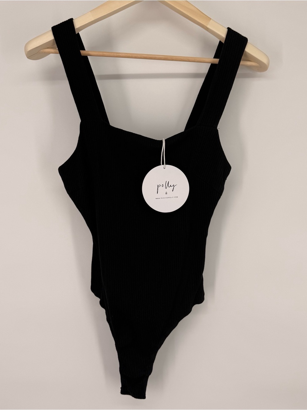 NWT Princess Polly Ribbed Black One-Piece Bodysuit Size 10